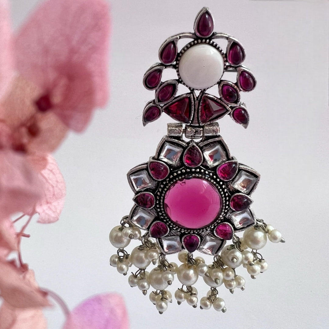 SHILPARA SEMI HANDMADE BEADED OXIDIZED DANGLER EARRING ER147