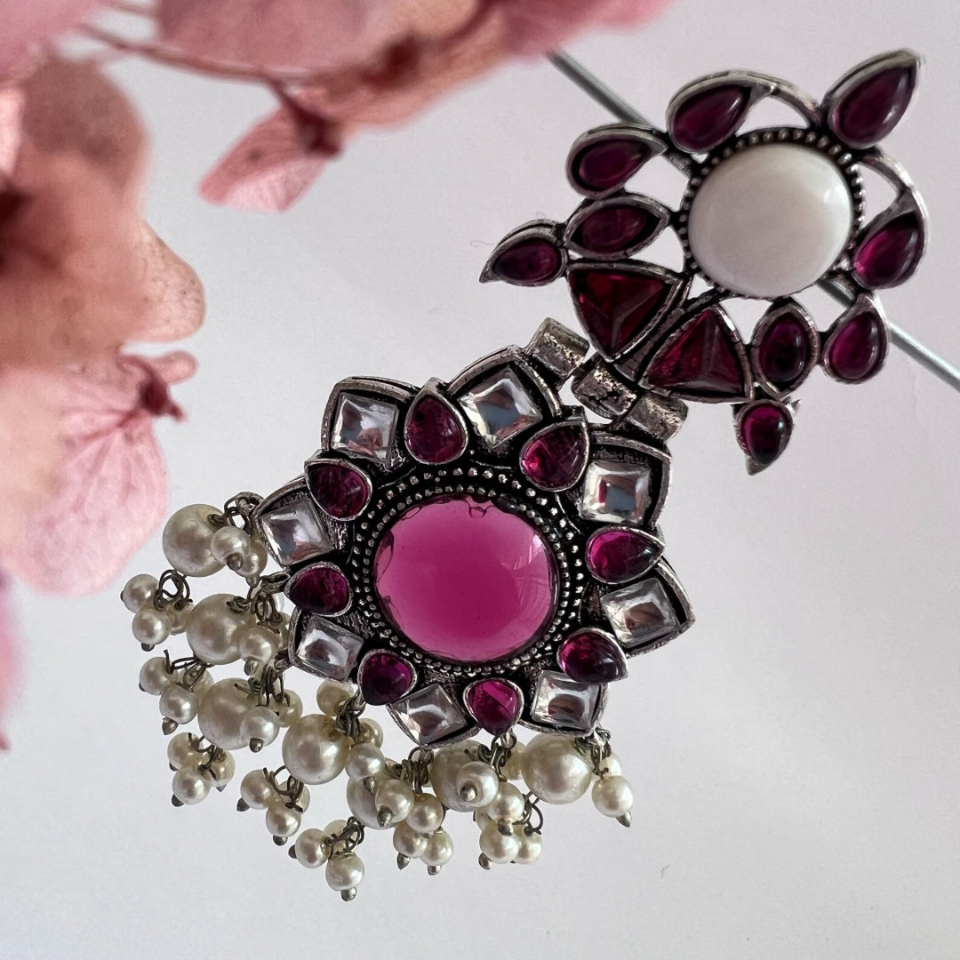 SHILPARA SEMI HANDMADE BEADED OXIDIZED DANGLER EARRING ER147