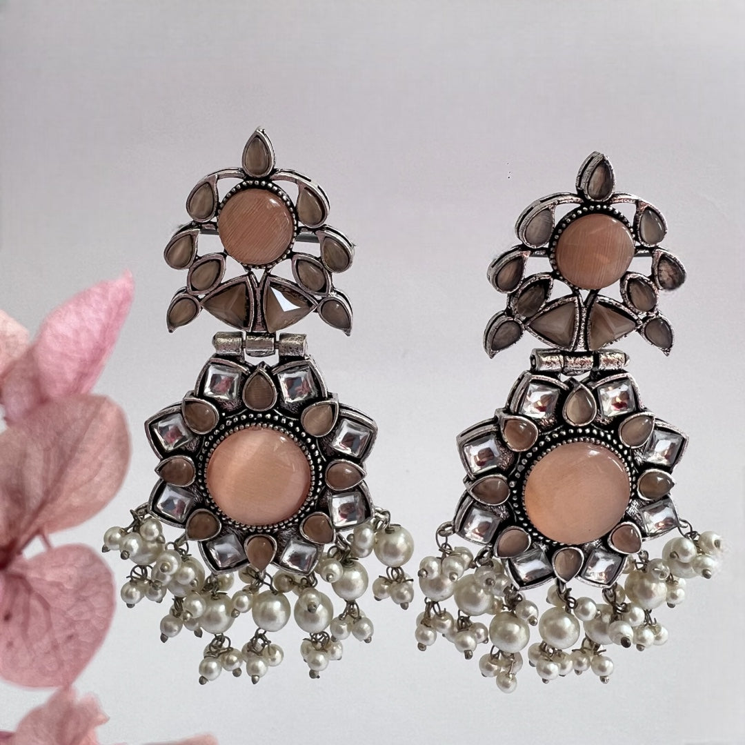 SHILPARA SEMI HANDMADE BEADED OXIDIZED DANGLER EARRING ER147