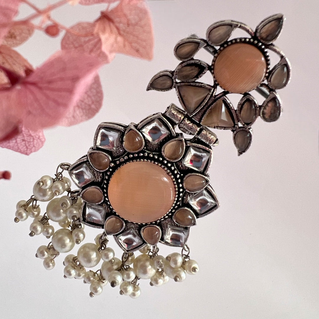 SHILPARA SEMI HANDMADE BEADED OXIDIZED DANGLER EARRING ER147