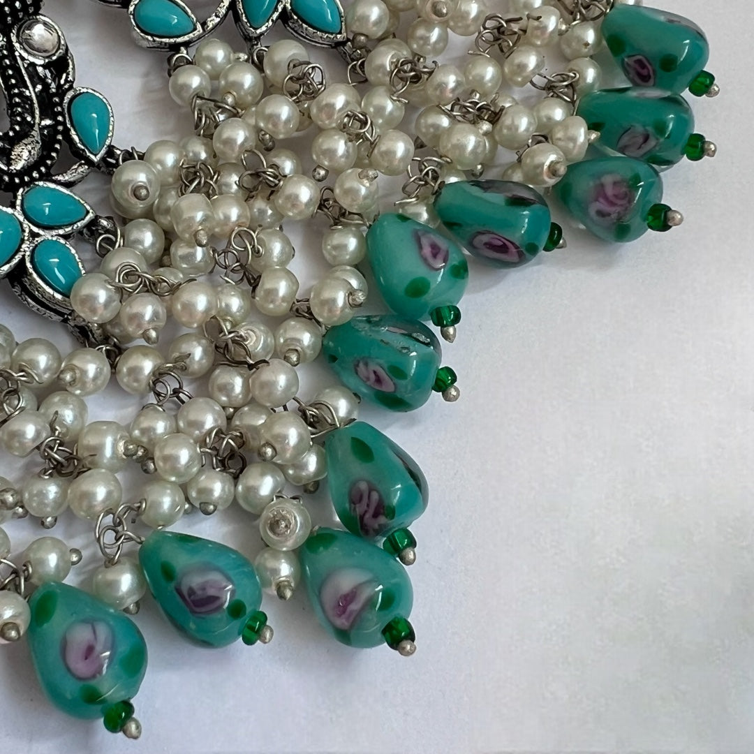 RICHANA SEMI HANDMADE BEADED OXIDIZED DANGLER EARRING ER149