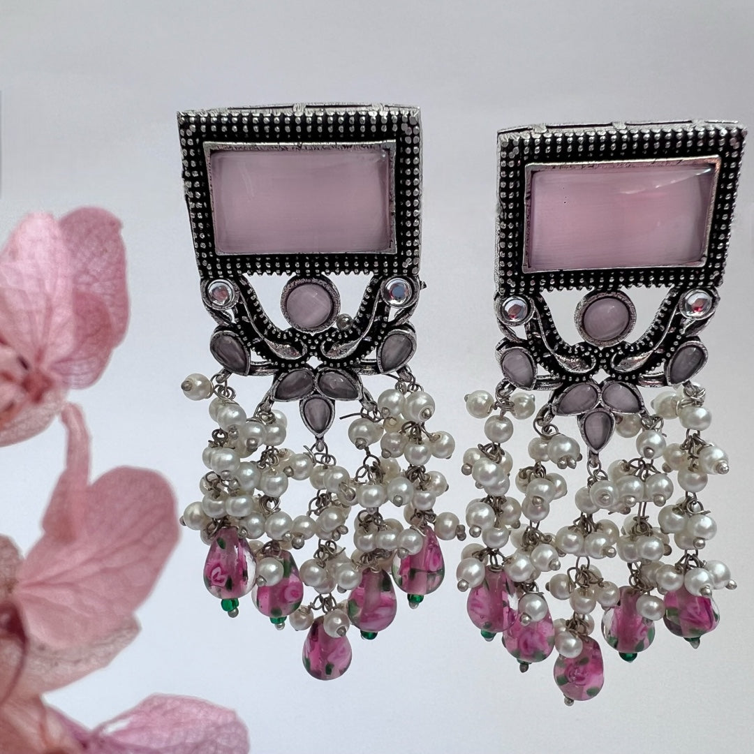 RICHANA SEMI HANDMADE BEADED OXIDIZED DANGLER EARRING ER149