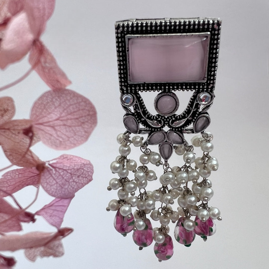 RICHANA SEMI HANDMADE BEADED OXIDIZED DANGLER EARRING ER149