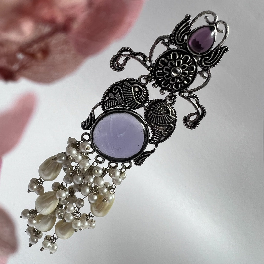 RICA SEMI HANDMADE BEADED OXIDIZED DANGLER EARRING ER151