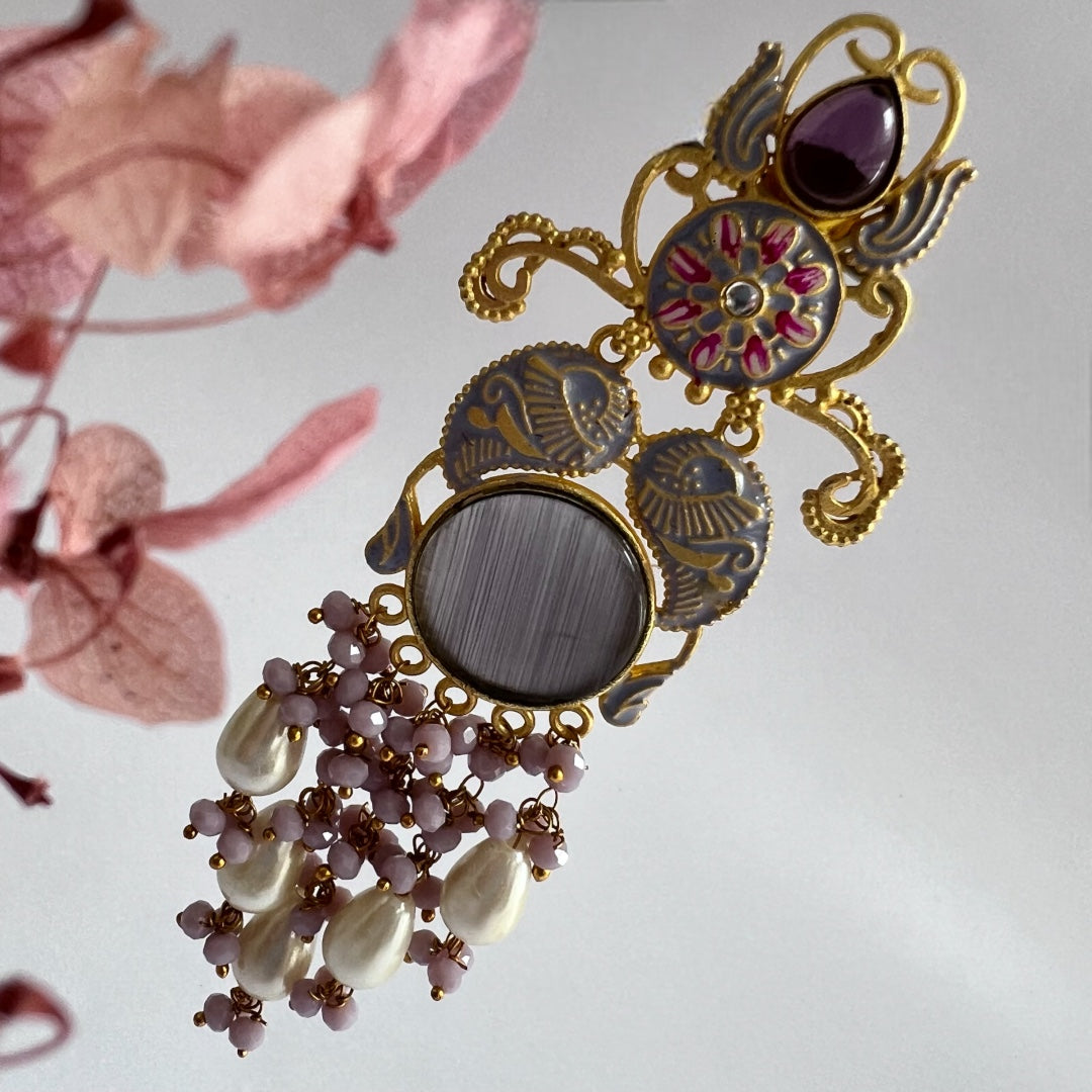 BRINDHA MEENAKARI GOLD-TONED LONG DANGLERS ER152