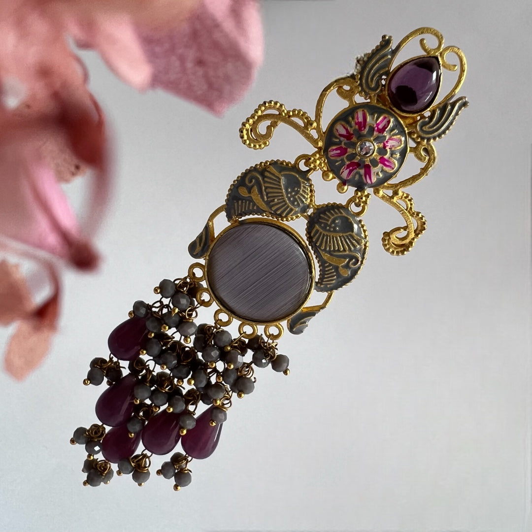 BRINDHA MEENAKARI GOLD-TONED LONG DANGLERS ER152