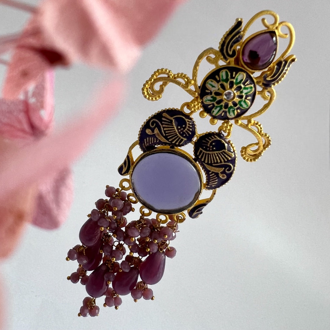 BRINDHA MEENAKARI GOLD-TONED LONG DANGLERS ER152