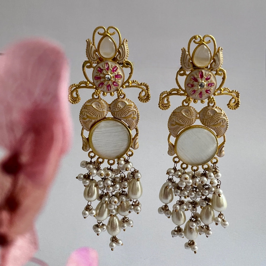 BRINDHA MEENAKARI GOLD-TONED LONG DANGLERS ER152