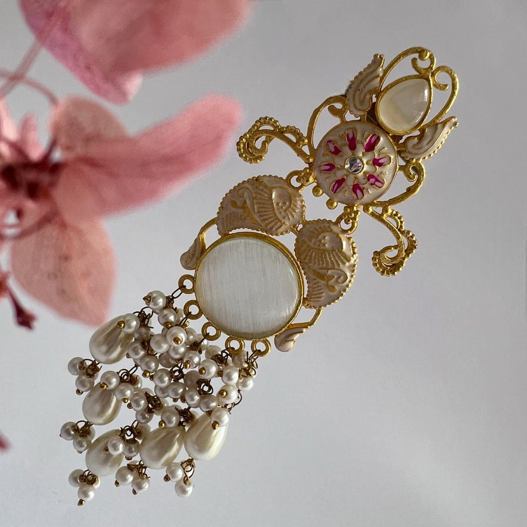 BRINDHA MEENAKARI GOLD-TONED LONG DANGLERS ER152