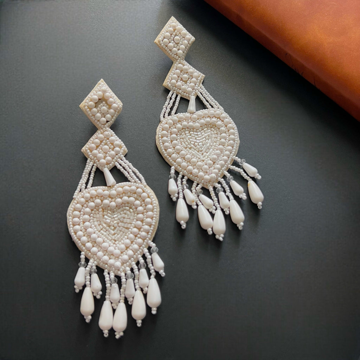 BORI FABRIC AND BEADS HANDMADE  EARRINGS/DANGLER ER538