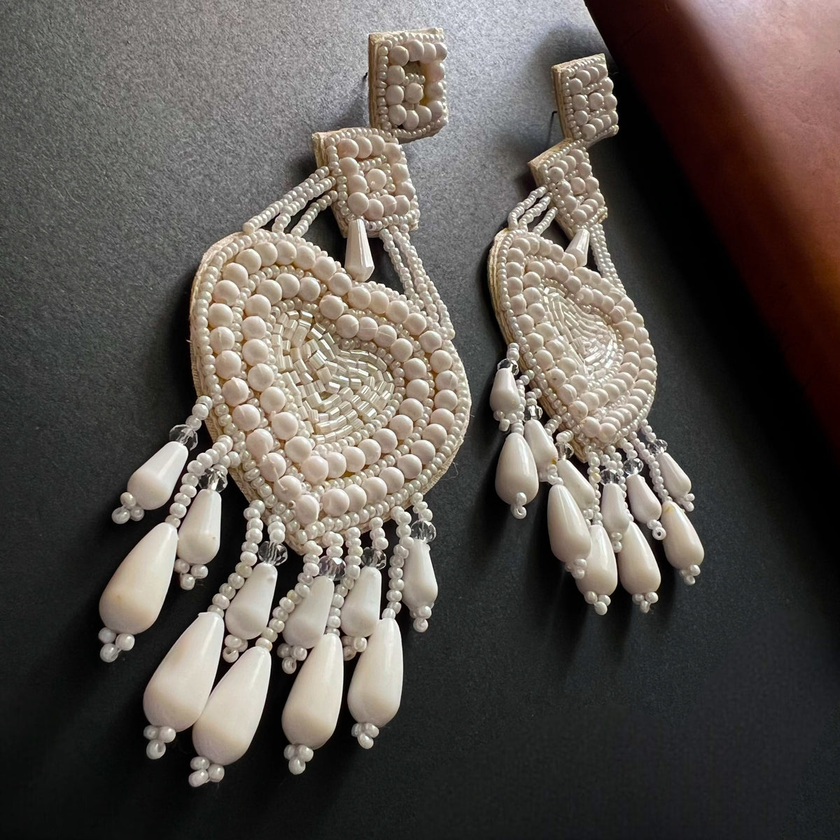 BORI FABRIC AND BEADS HANDMADE  EARRINGS/DANGLER ER538