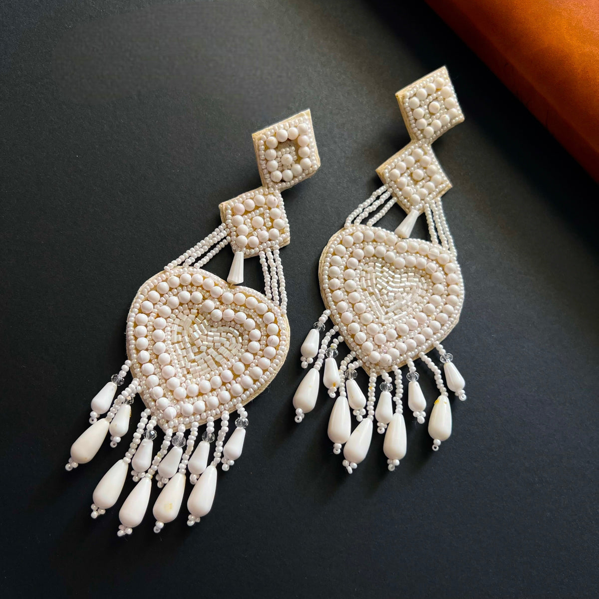 BORI FABRIC AND BEADS HANDMADE  EARRINGS/DANGLER ER538