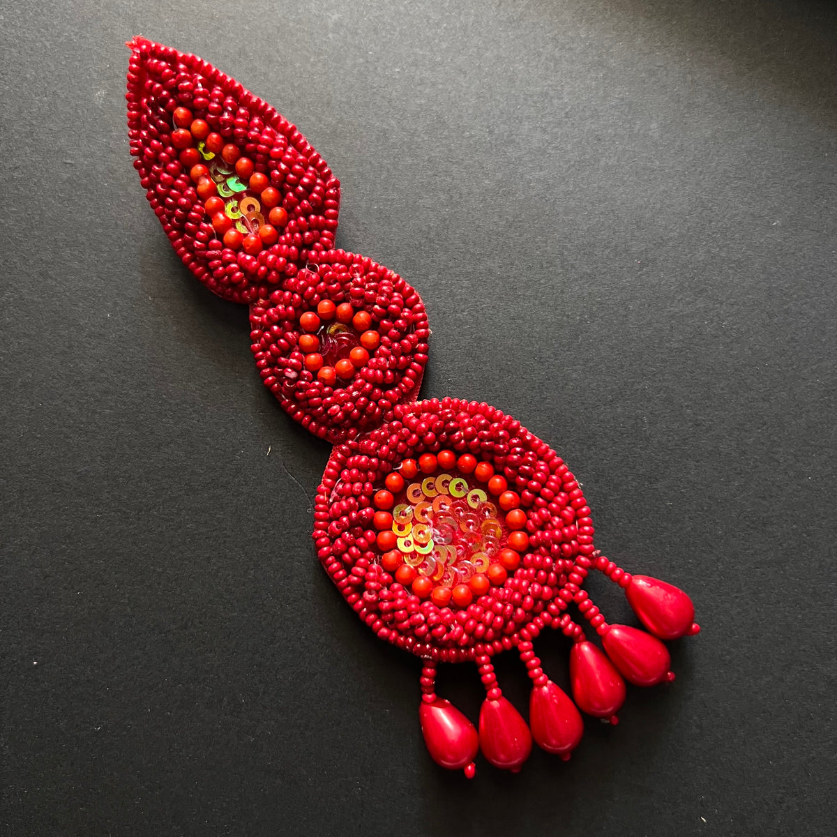 TESA FABRIC AND BEADS HANDMADE  EARRINGS/DANGLER ER540