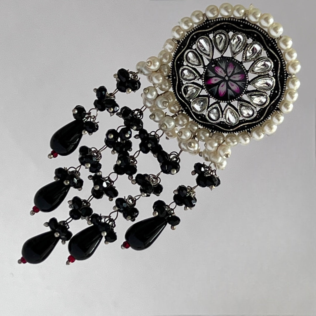 DHISHI HANDMADE BEADED OXIDIZED DANGLER EARRING ER148