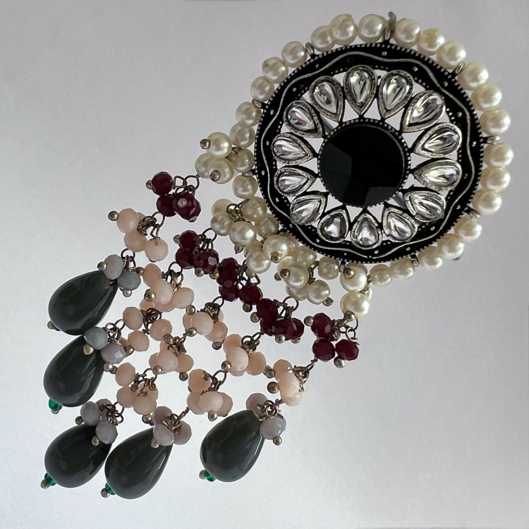 DHISHI HANDMADE BEADED OXIDIZED DANGLER EARRING ER148