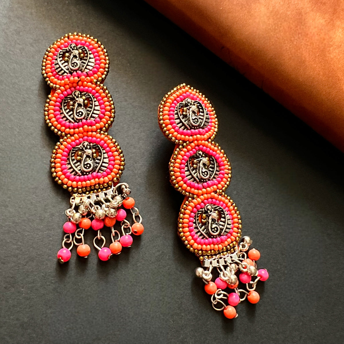 AJLA FABRIC AND BEADS HANDMADE  EARRINGS/DANGLER ER542