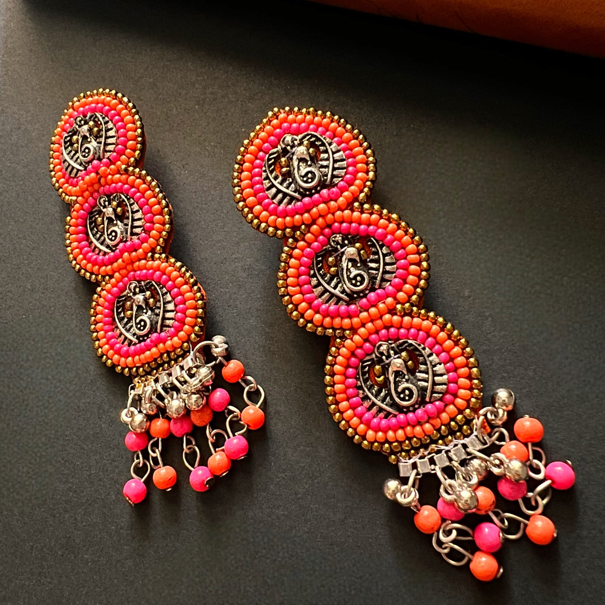 AJLA FABRIC AND BEADS HANDMADE  EARRINGS/DANGLER ER542