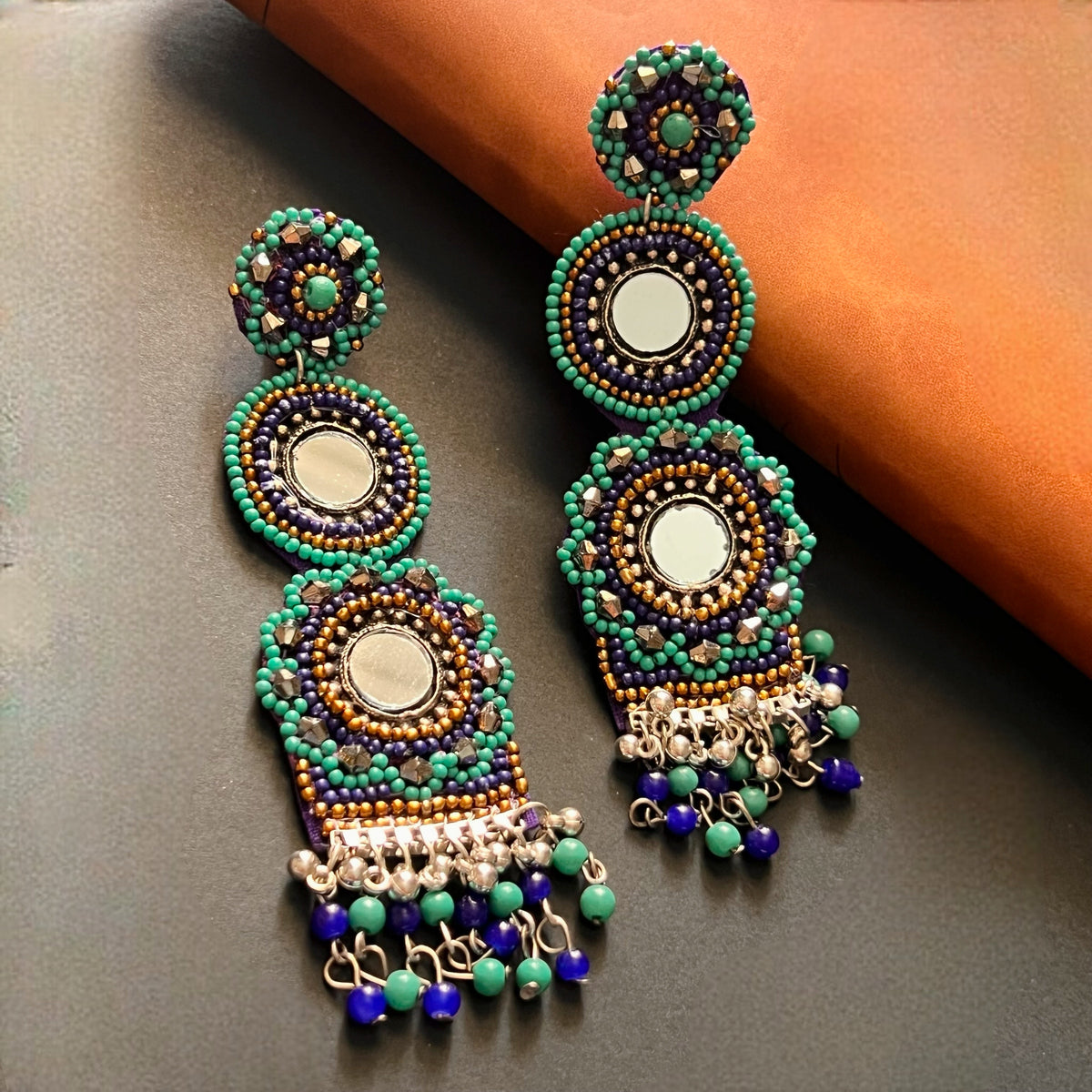 ALBA FABRIC AND BEADS HANDMADE  EARRINGS/DANGLER ER543