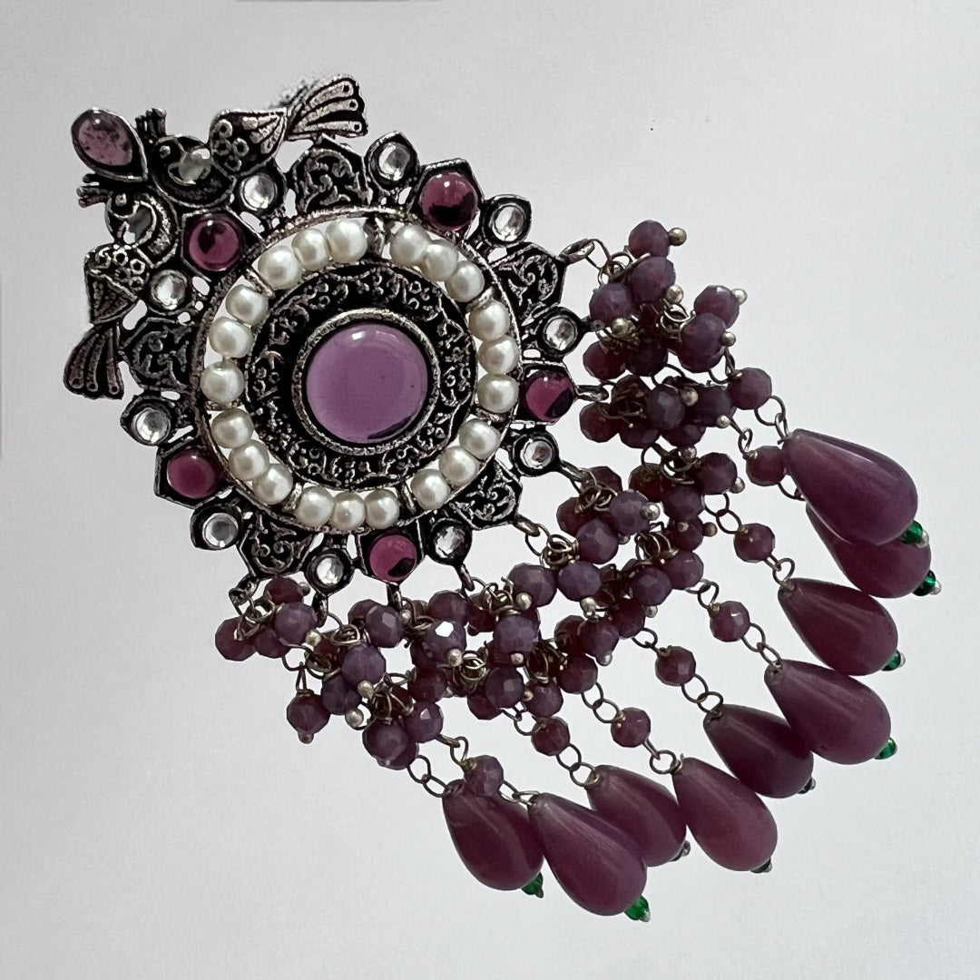 GLAMOUROUS TASSELS SEMI HANDMADE OXIDIZED EARRING ER121