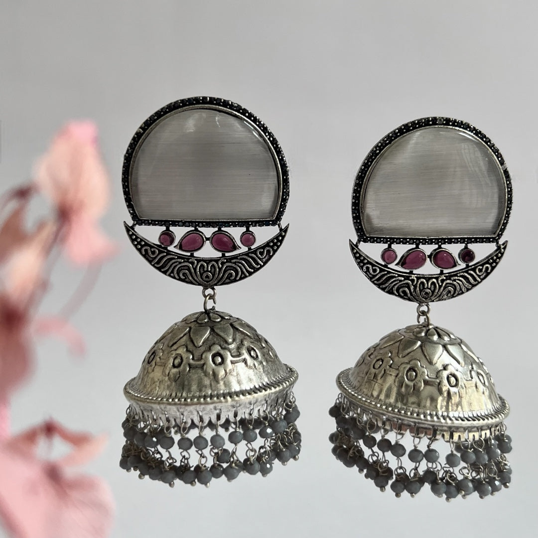 LA LUNE SILVER LOOK ALIKE  HANDMADE JUMBO JHUMKA ER140