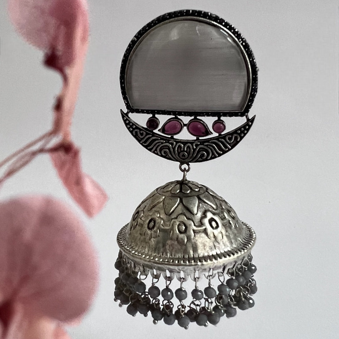 LA LUNE SILVER LOOK ALIKE  HANDMADE JUMBO JHUMKA ER140