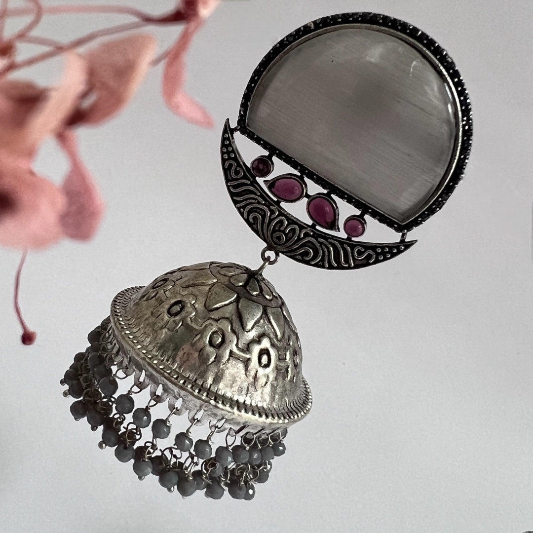 LA LUNE SILVER LOOK ALIKE  HANDMADE JUMBO JHUMKA ER140