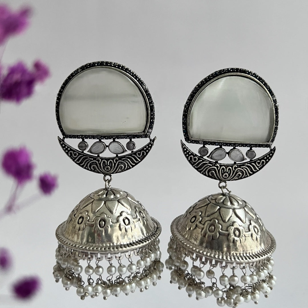 LA LUNE SILVER LOOK ALIKE  HANDMADE JUMBO JHUMKA ER140