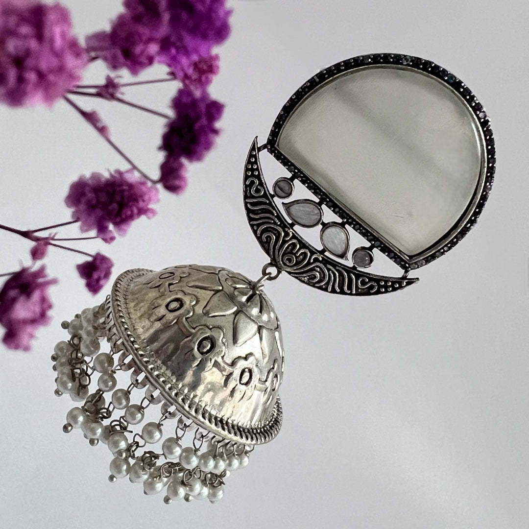 LA LUNE SILVER LOOK ALIKE  HANDMADE JUMBO JHUMKA ER140