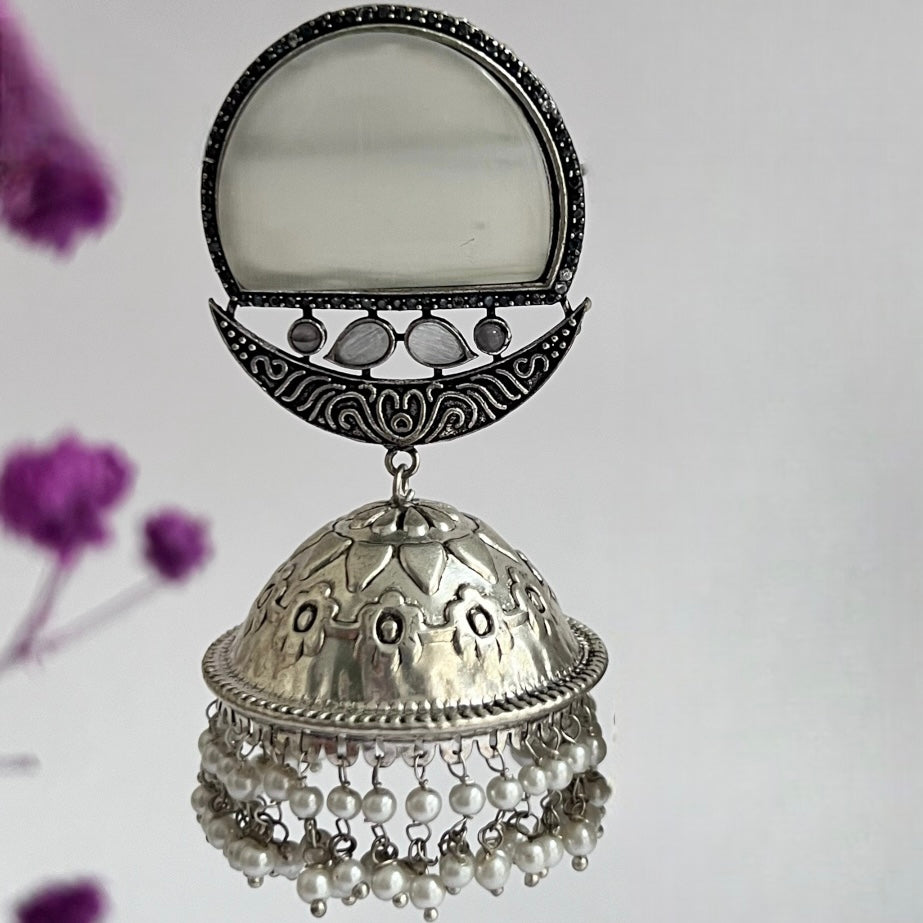 LA LUNE SILVER LOOK ALIKE  HANDMADE JUMBO JHUMKA ER140