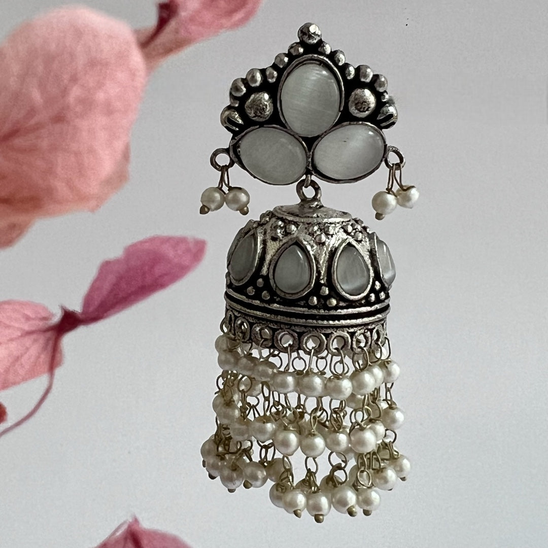 JHOOMER SEMI HANDMADE OXIDIZED JHUMKA  ER142