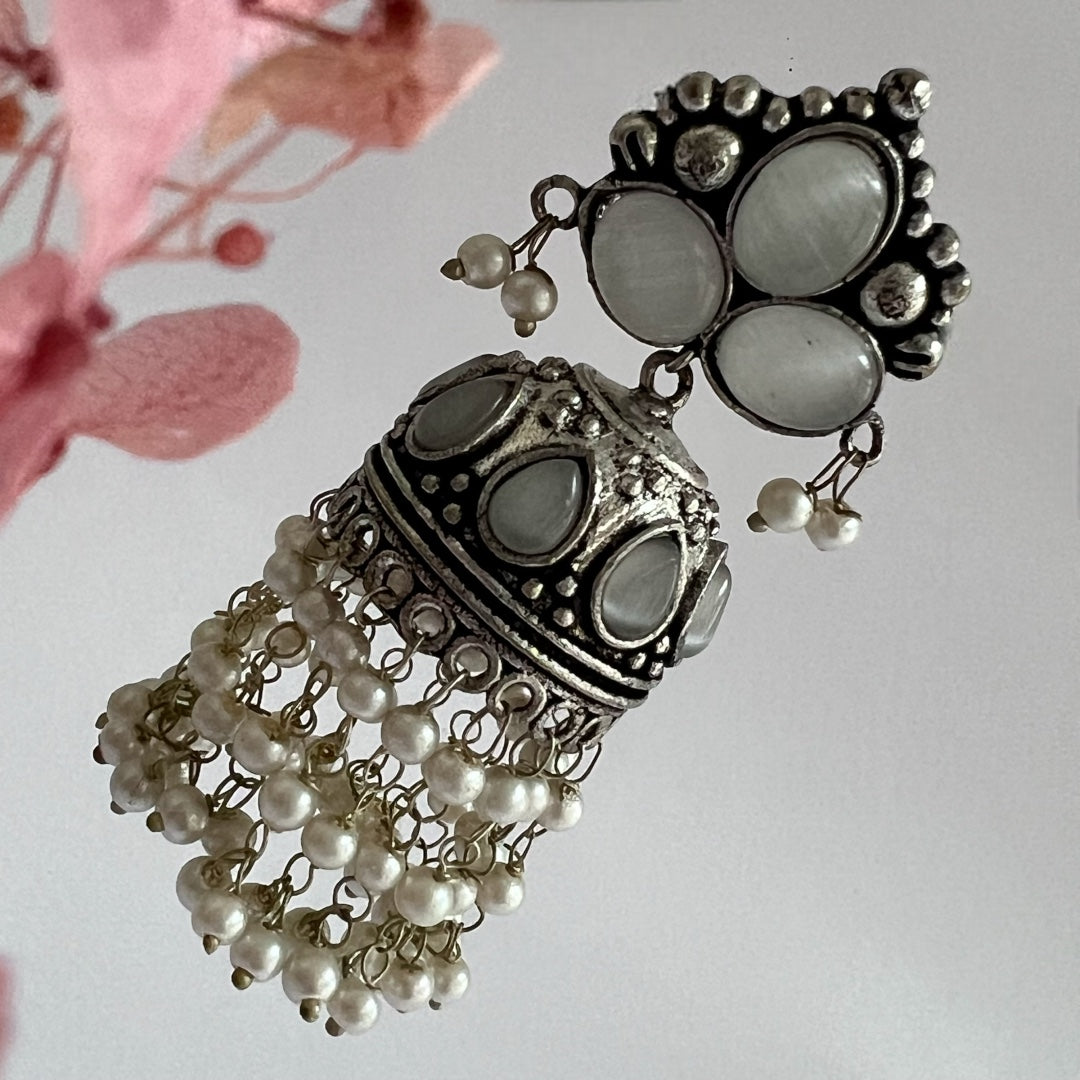 JHOOMER SEMI HANDMADE OXIDIZED JHUMKA  ER142