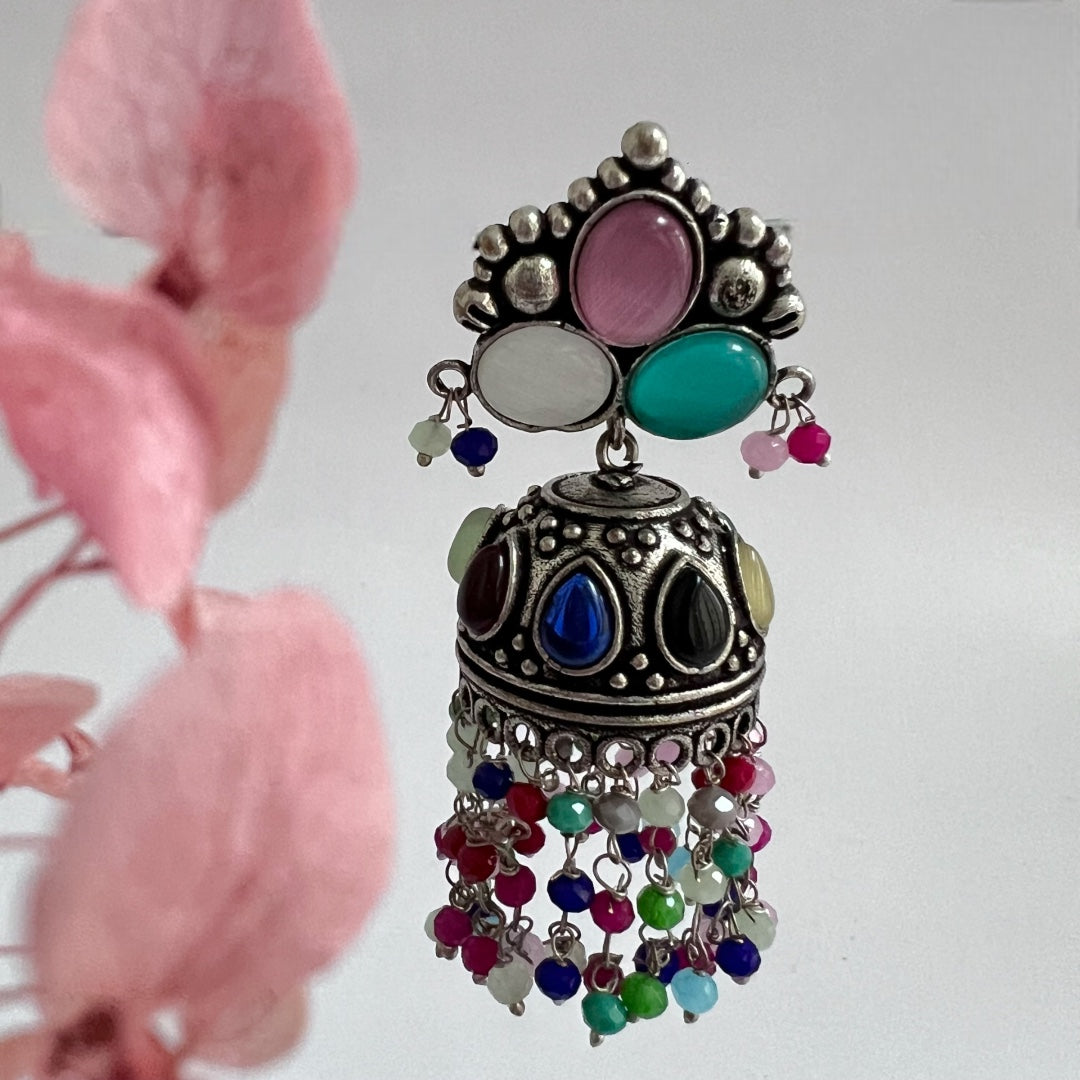 JHOOMER SEMI HANDMADE OXIDIZED JHUMKA  ER142