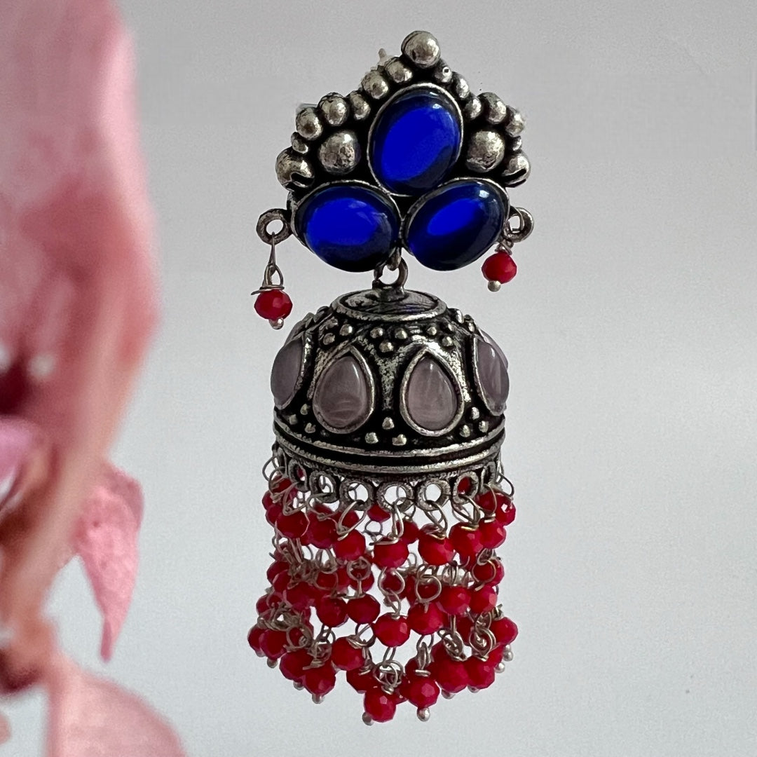 JHOOMER SEMI HANDMADE OXIDIZED JHUMKA  ER142