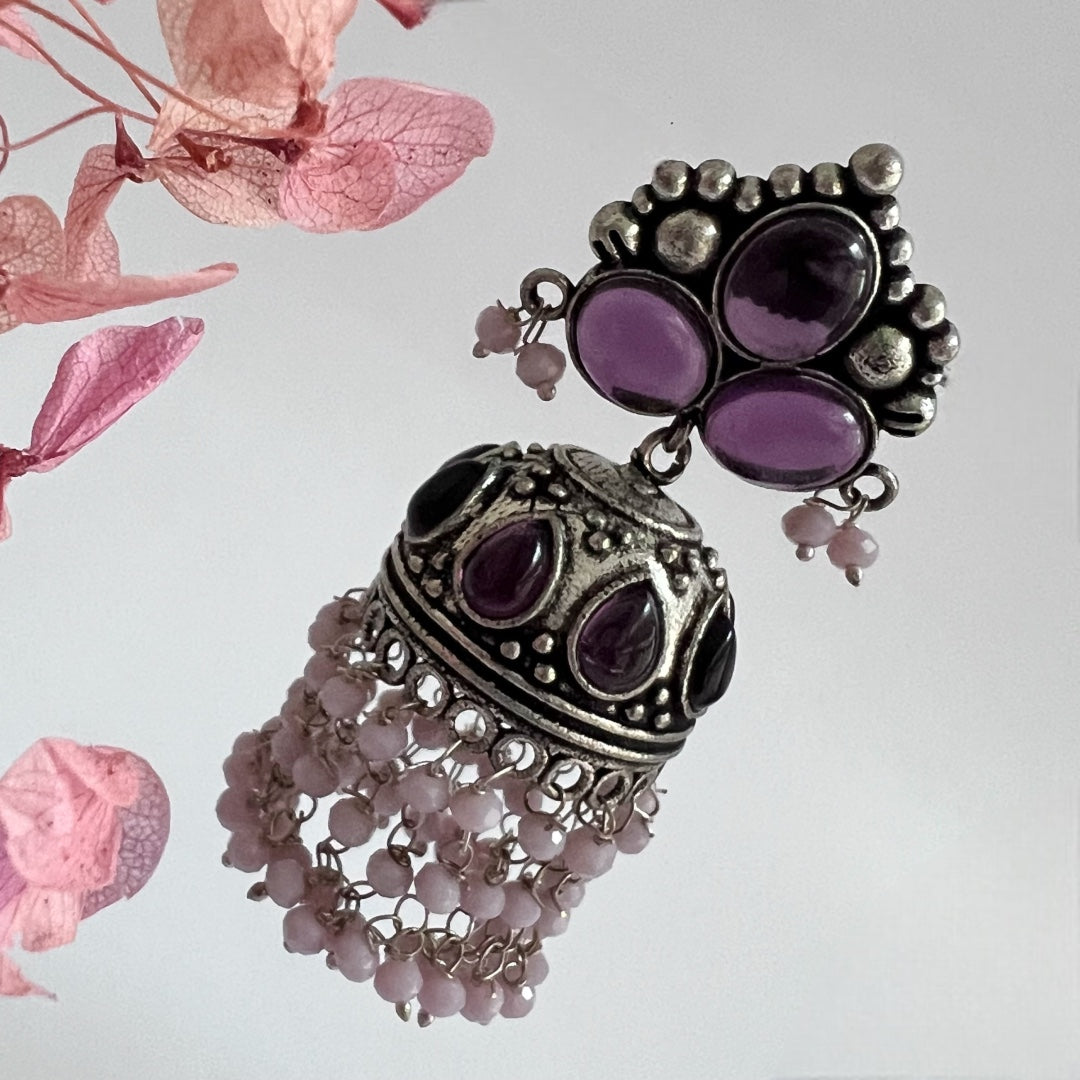 JHOOMER SEMI HANDMADE OXIDIZED JHUMKA  ER142