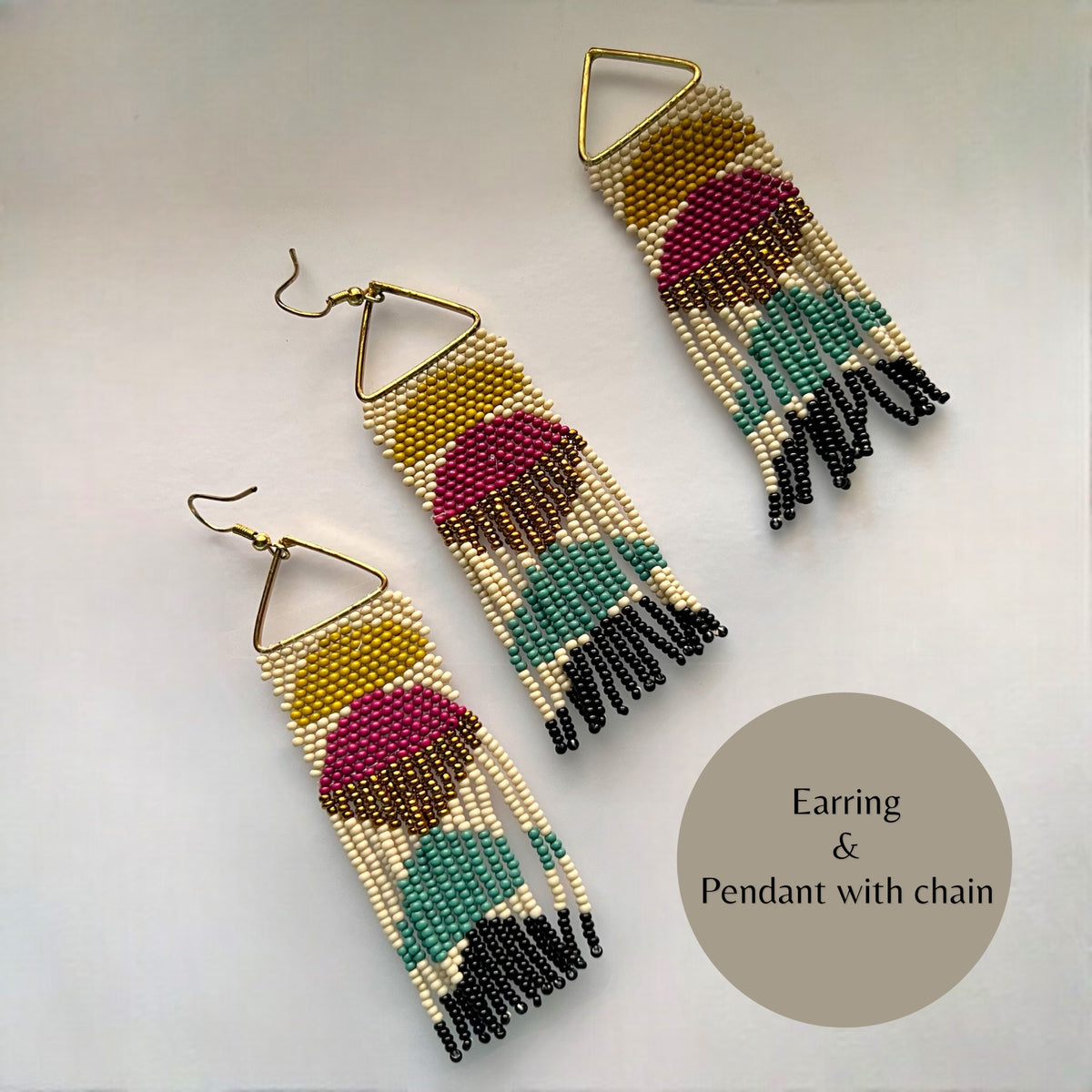 KARIRA QUALITY BEADS HANDMADE EARRINGS PENDANT WITH CHAIN SET ER554