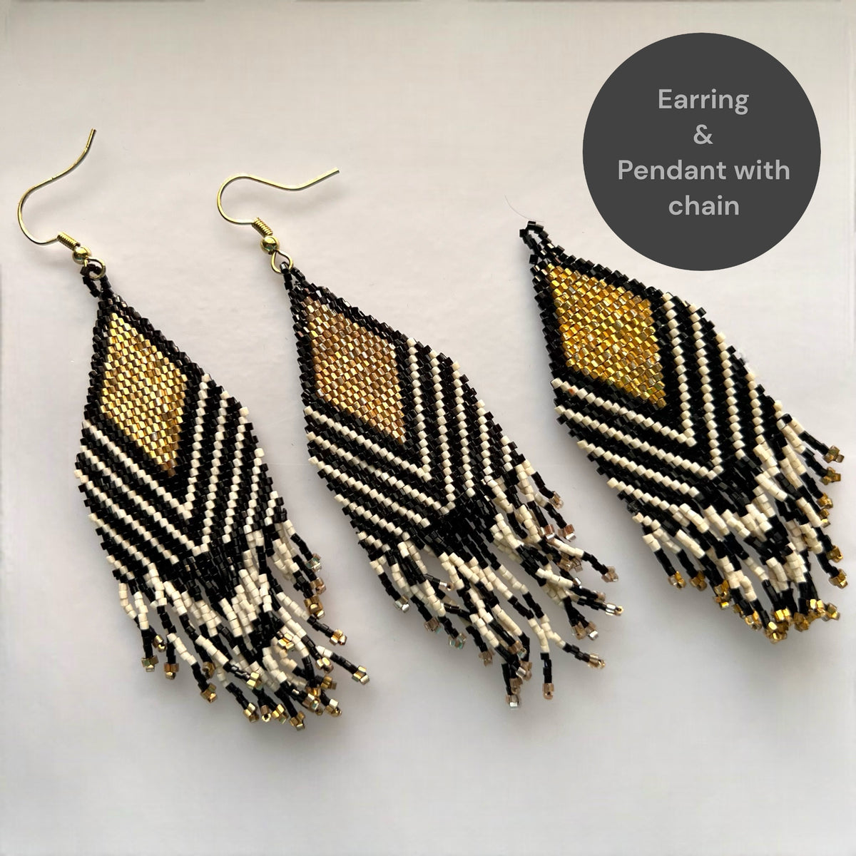 KHALIFA QUALITY BEADS HANDMADE EARRINGS PENDANT WITH CHAIN SET ER555