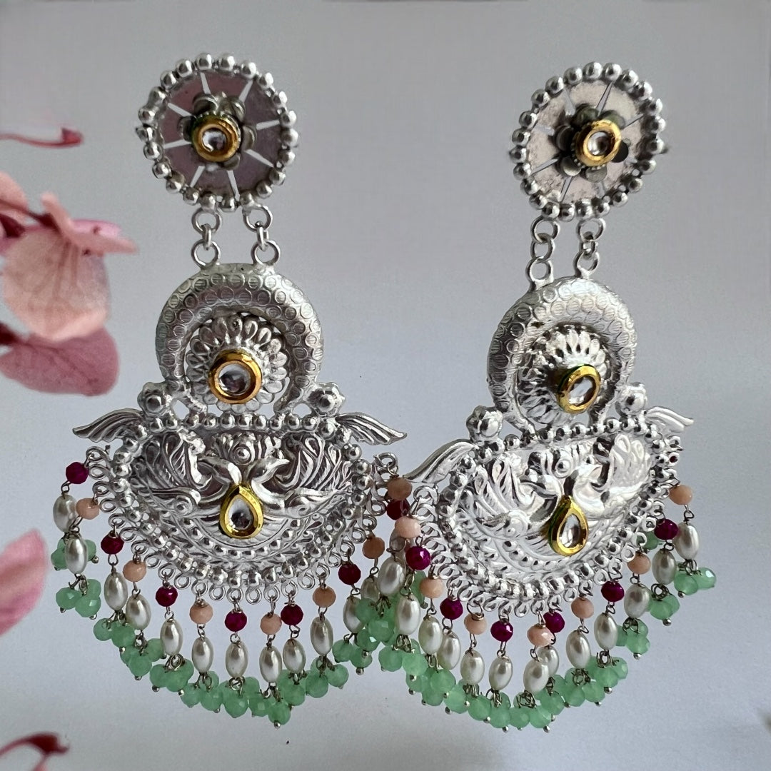 SONA SILVER LOOK ALIKE PREMIUM POLISH HANDMADE EARRINGS ER215