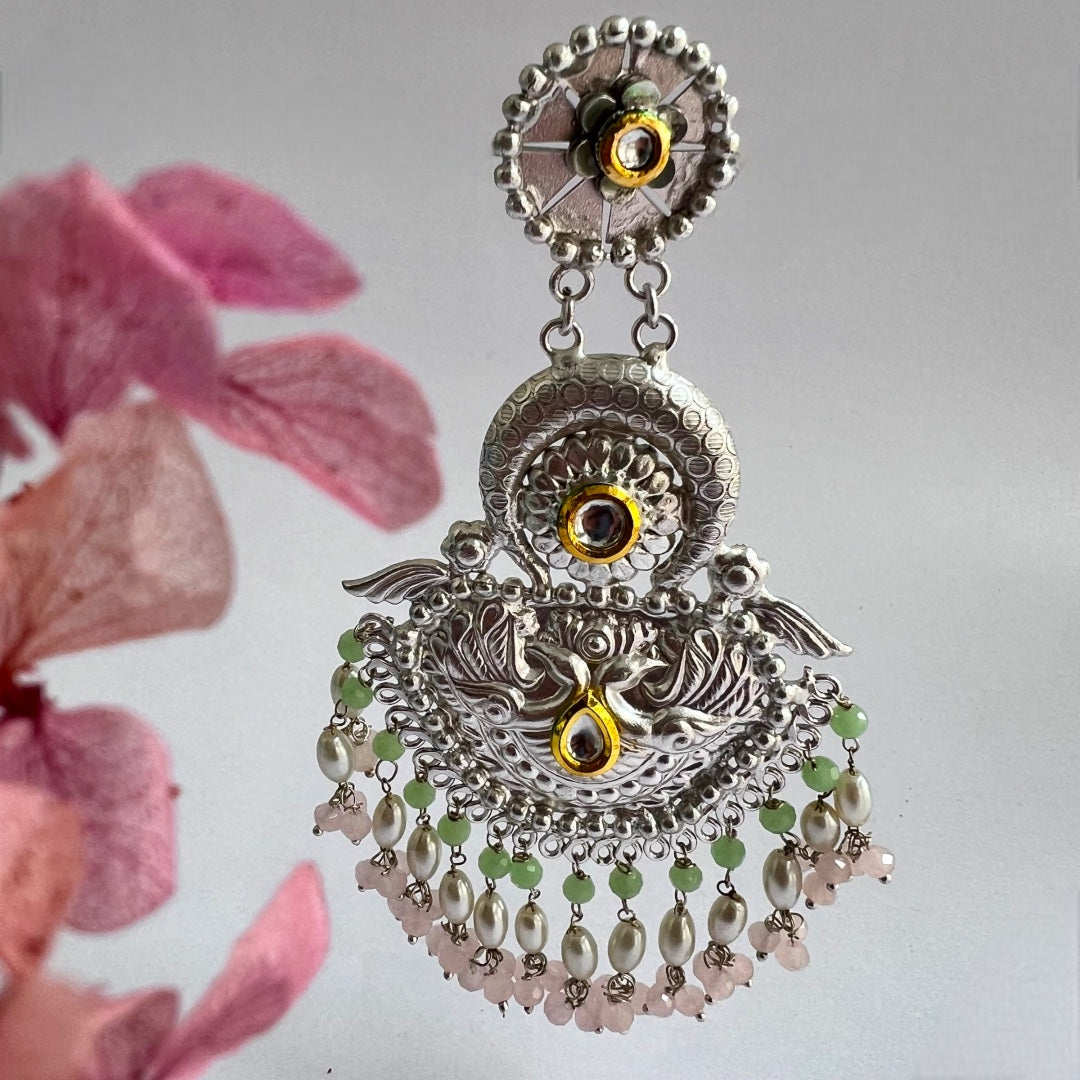 SONA SILVER LOOK ALIKE PREMIUM POLISH HANDMADE EARRINGS ER215