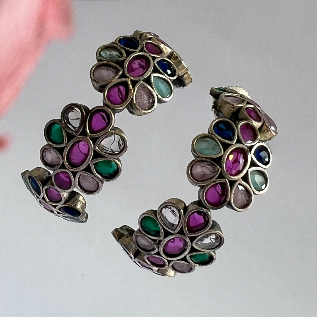 LOVE LOOP SILVER LOOK ALIKE SEMI-HANDMADE EARRING ER214