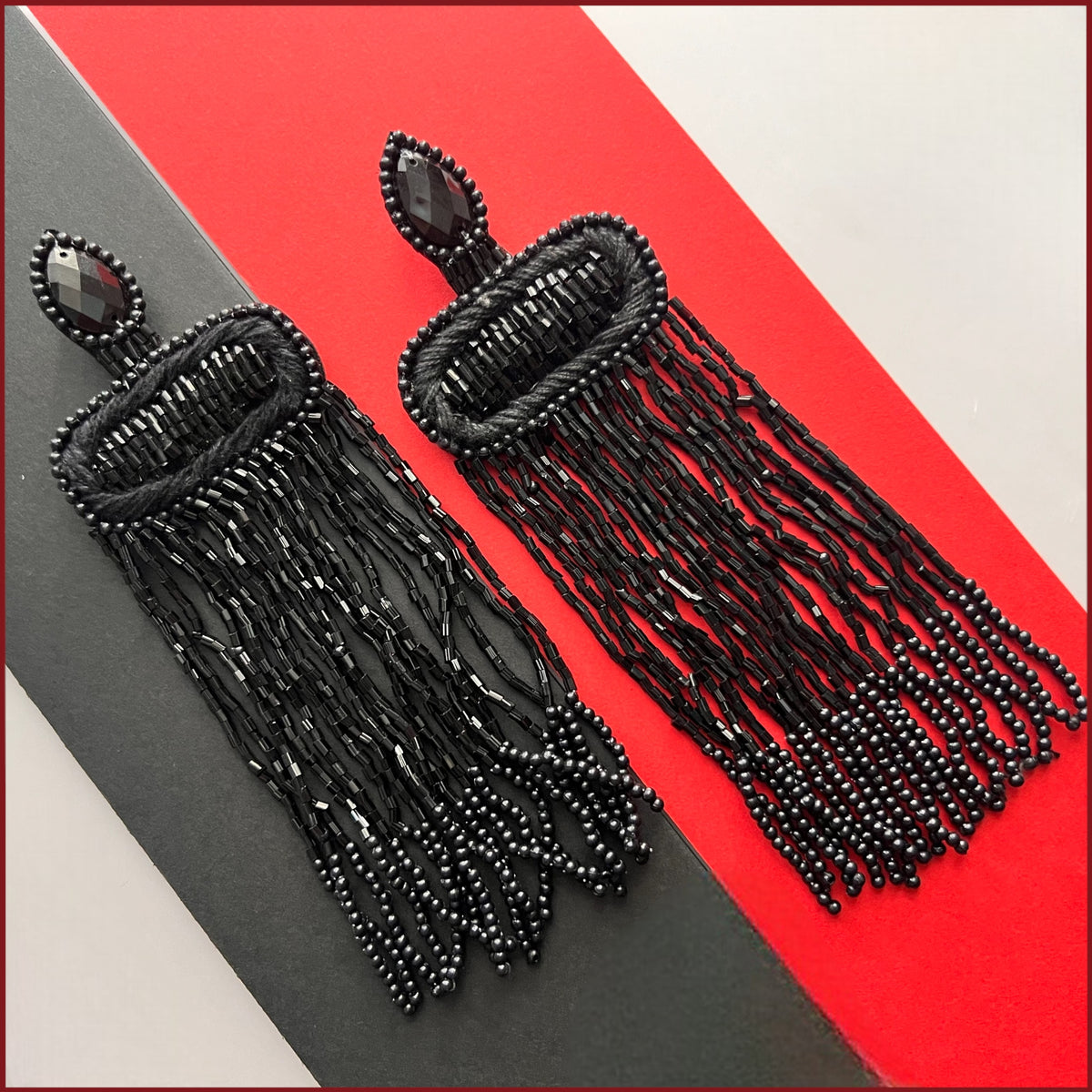 BLERTA FABRIC AND BEADS HANDMADE  EARRINGS/DANGLER ER544