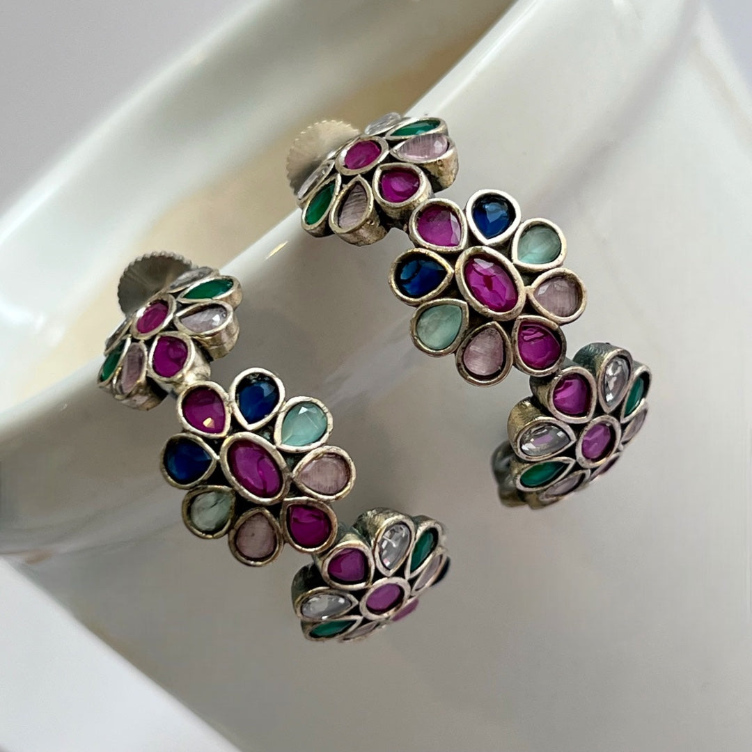 LOVE LOOP SILVER LOOK ALIKE SEMI-HANDMADE EARRING ER214