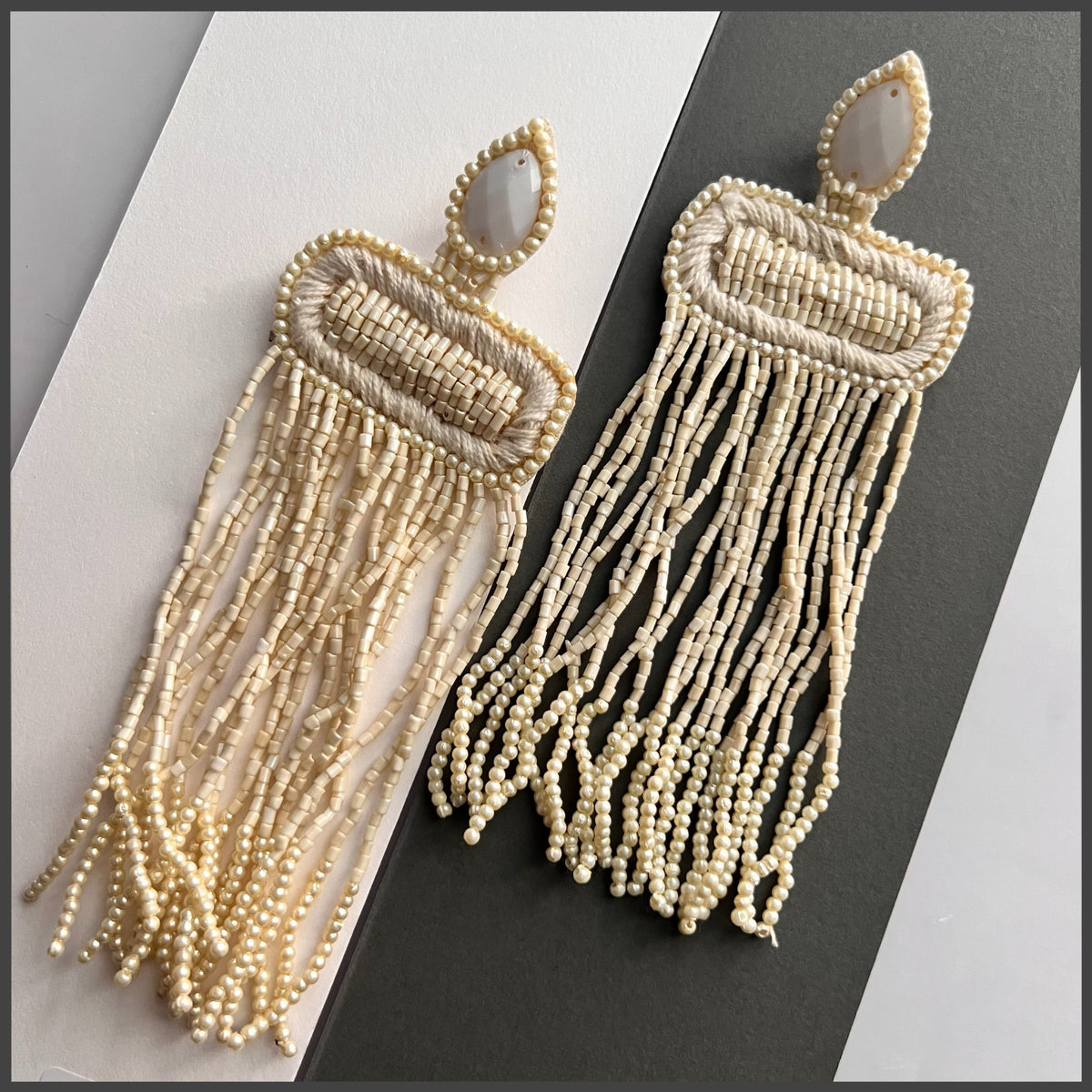 BLERTA FABRIC AND BEADS HANDMADE  EARRINGS/DANGLER ER544