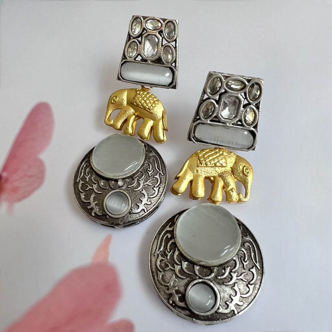 JOWITA SEMIHANDMADE DUAL TONE OXIDIZED BEADED EARRING ER250