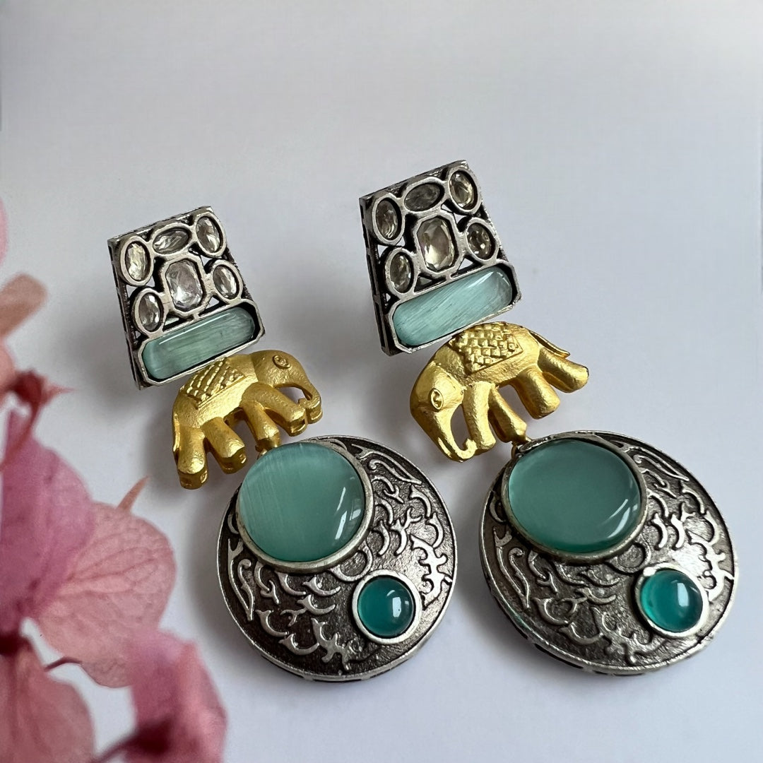 JOWITA SEMIHANDMADE DUAL TONE OXIDIZED BEADED EARRING ER250