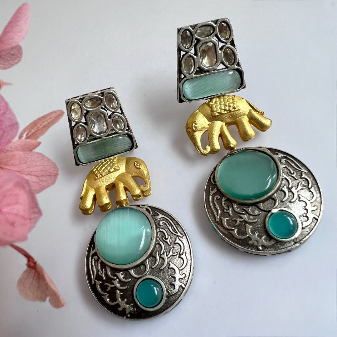 JOWITA SEMIHANDMADE DUAL TONE OXIDIZED BEADED EARRING ER250