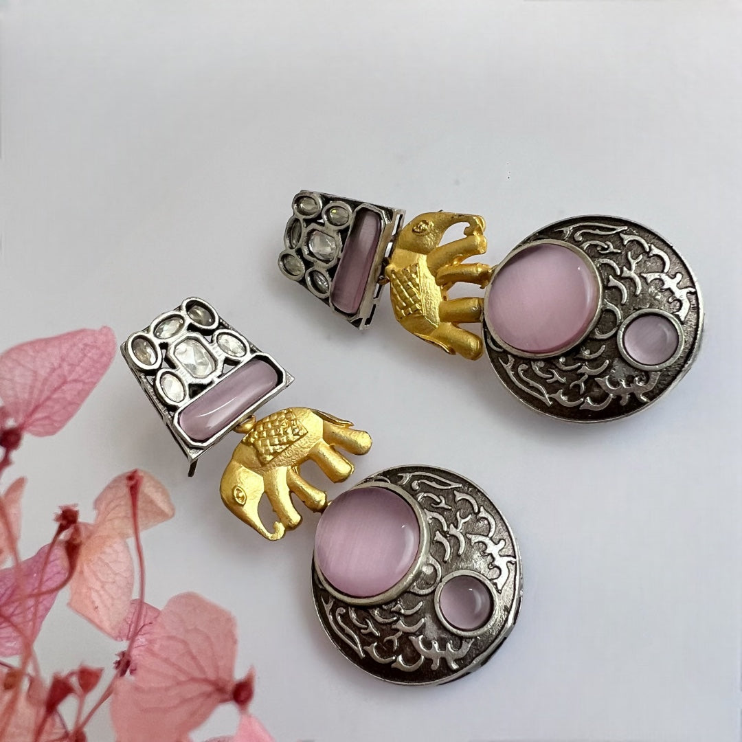 JOWITA SEMIHANDMADE DUAL TONE OXIDIZED BEADED EARRING ER250