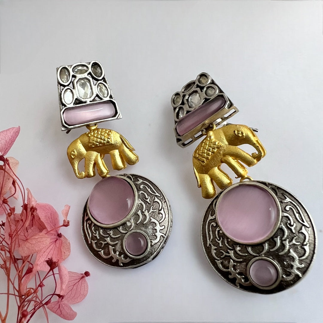 JOWITA SEMIHANDMADE DUAL TONE OXIDIZED BEADED EARRING ER250