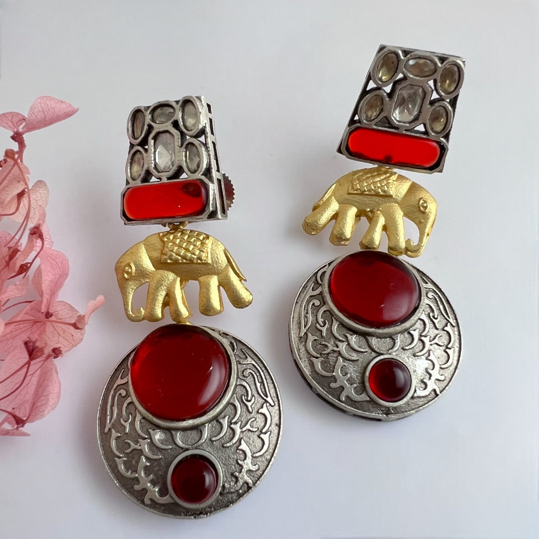 JOWITA SEMIHANDMADE DUAL TONE OXIDIZED BEADED EARRING ER250