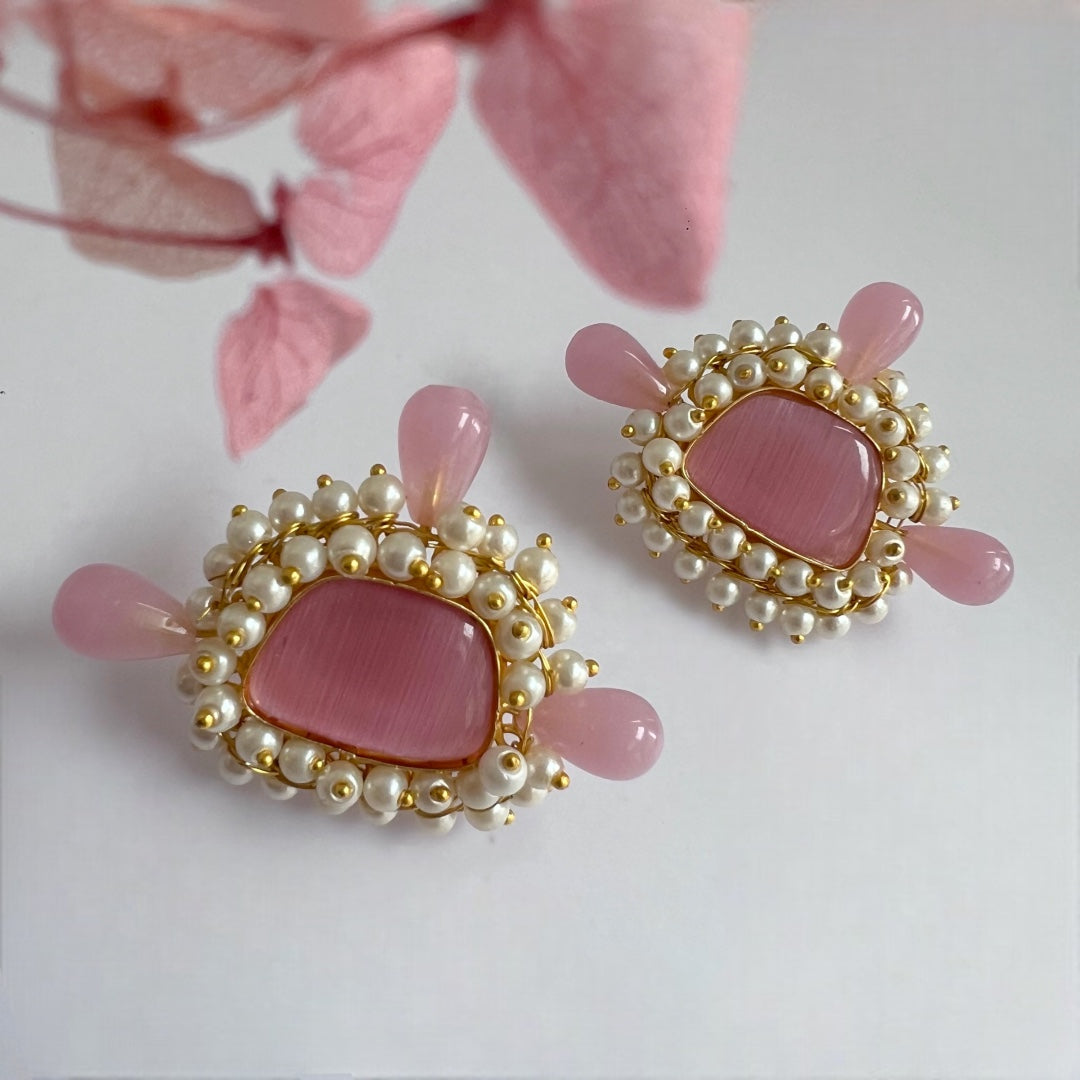 TELLY TOT GOLD TONED SEMI HANDMADE STUDS  ER249