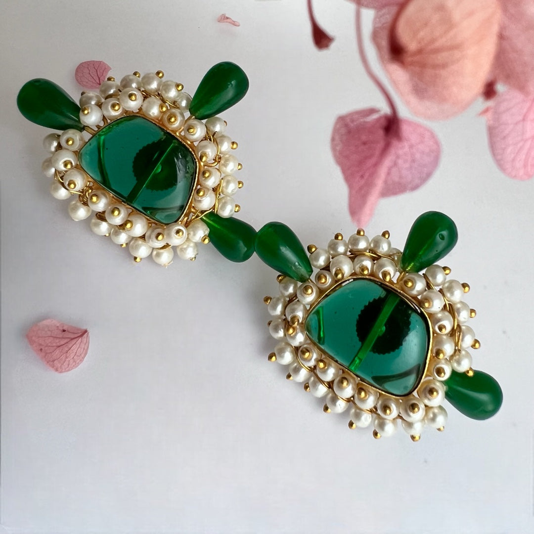 TELLY TOT GOLD TONED SEMI HANDMADE STUDS  ER249